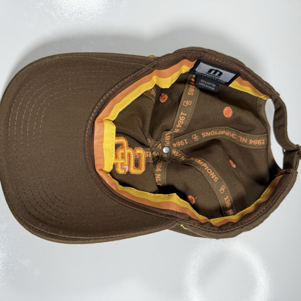 Vintage San Diego Padres 1984 Hat Brown Adjustable Cap Yellow & Orange "SD" Logo - Picture 5 of 6